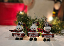 Load image into Gallery viewer, Hand Lettered Custom Name Snowman Christmas Ornament
