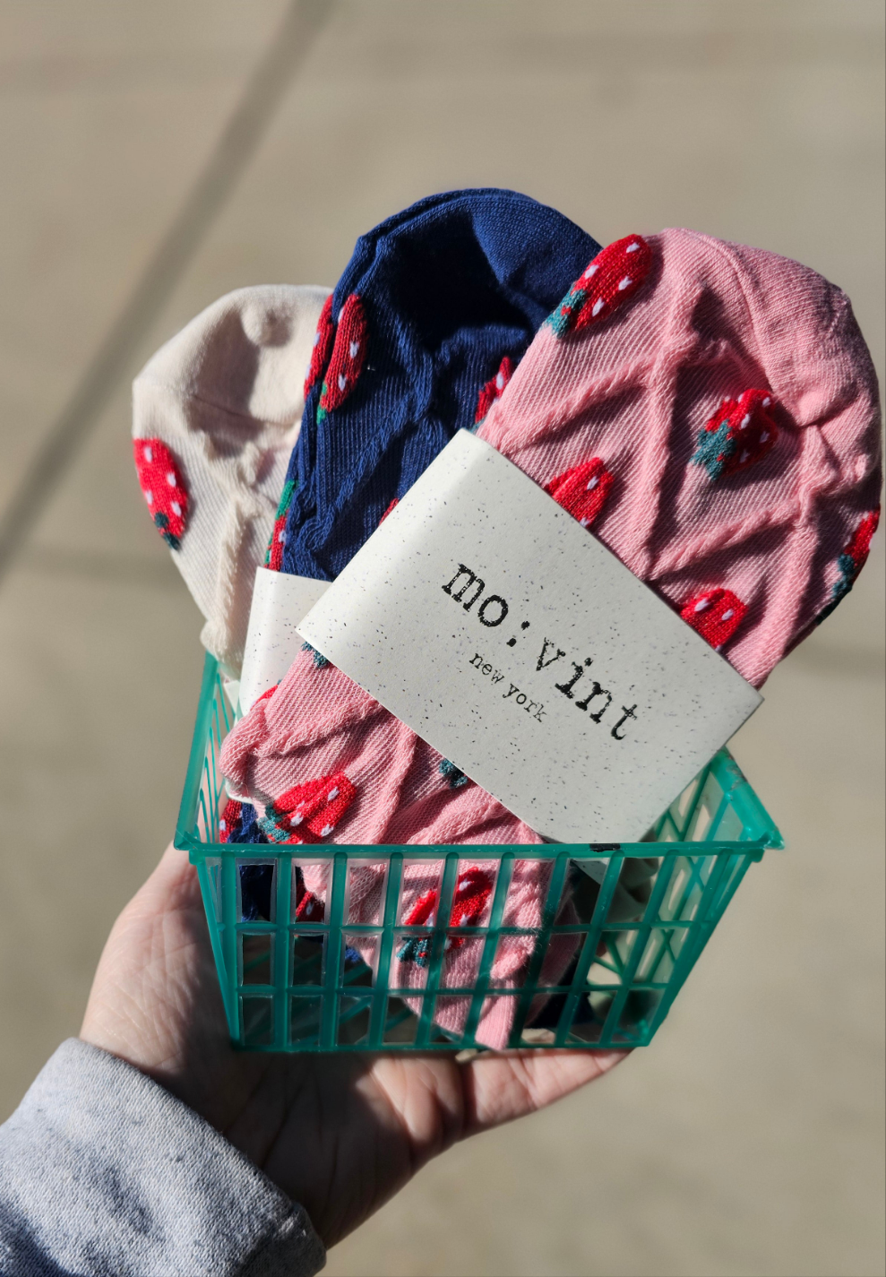 Textured Strawberry Crew Length Socks - Various