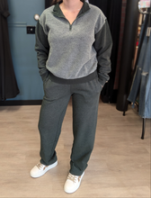 Load image into Gallery viewer, Vintage Everyday Lounge Separates - Relaxed Pant + Quarter Zip Top in Hunter Green
