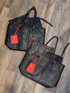 Montana West 3 Piece Aztec Studded Set Tote- Crossbody - Wallet- Various