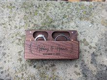 Load image into Gallery viewer, Custom Engraved Walnut Double Ring Box
