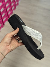 Load image into Gallery viewer, Corkys Bauble Wedge Flip Flop Sandal White Rhinestone
