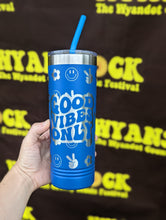 Load image into Gallery viewer, Good Vibes Only Groovy 22 oz Skinny Tumbler - 360* Wrap Laser Engraved

