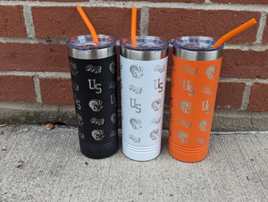 Retro Rams 22 oz Skinny Tumbler - 360* Laser Engraved