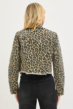 Load image into Gallery viewer, Risen Leopard Fray Hem Denim Jacket
