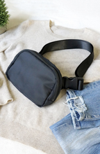 Load image into Gallery viewer, Black Crossbody Belt Bag Fanny Pack with 6 Extension Straps
