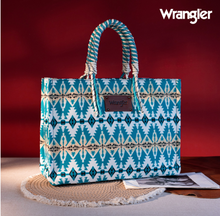 Load image into Gallery viewer, Wrangler Southwestern Pattern Print Canvas Oversized Tote with Wrapped Handles
