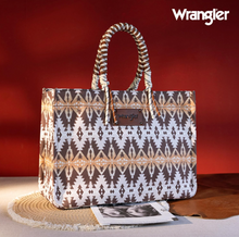 Load image into Gallery viewer, Wrangler Southwestern Pattern Print Canvas Oversized Tote with Wrapped Handles
