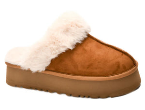 Corkys Cuddle Up Tobacco Faux Suede Mule Slipper