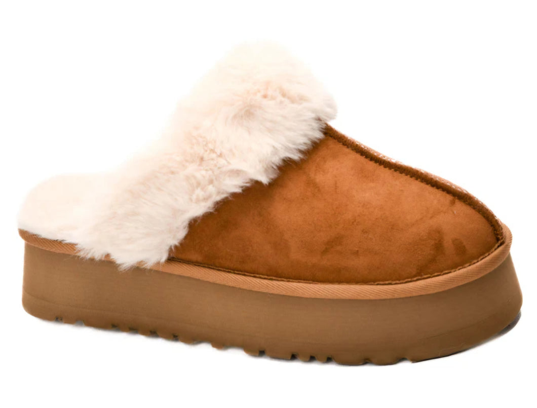 Corkys Cuddle Up Tobacco Faux Suede Mule Slipper