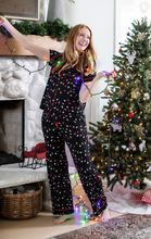 Load image into Gallery viewer, Hello Mello Christmas Light Pajama Button Front Top + Pant Separates
