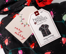 Load image into Gallery viewer, Hello Mello Christmas Light Pajama Button Front Top + Pant Separates
