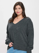Load image into Gallery viewer, Super Soft Exposed Seam V Neck Sweater - Various Colors - Plus + Regular
