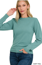 Load image into Gallery viewer, Round Neck Sweater with Pleated Sleeve - Various Colors
