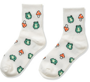 Frog + Mushroom Crew Length Socks