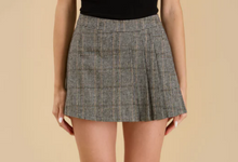 Load image into Gallery viewer, Black + Charcoal Plaid Mini Skort
