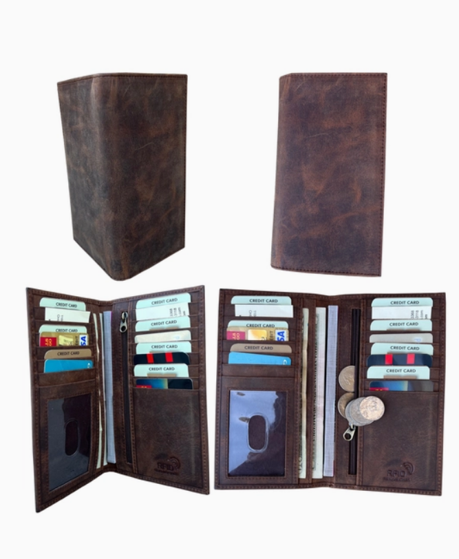 Roma Leather RFID Cowhide Leather Checkbook Wallet  - Various