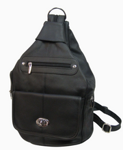 Load image into Gallery viewer, Roma Leather Cowhide Backpack in Black
