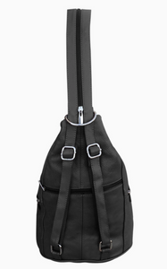 Roma Leather Cowhide Backpack in Black