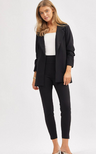 MAGIC Business Casual Workwear Separates in Black - 3/4 Blazer + Slim 26' Pant - Plus + Reg