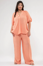 Load image into Gallery viewer, Lightweight Wide Leg Pant + V Neck Top in Dusty Peach
