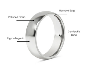 Highly Polished Rounded Stainless Steel Ring - 2mm Band - Various Sizes