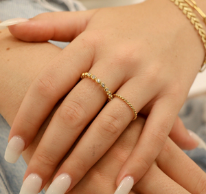 Rose Gold Braided Stacking Ring - Stainless Steel PVD Coated - Various Sizes