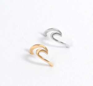 Stainless Steel Wave Ring - Gold + Silver - Various Sizes
