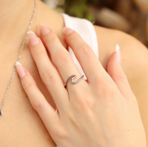 Stainless Steel Wave Ring - Gold + Silver - Various Sizes