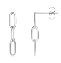 Load image into Gallery viewer, 18K Gold PVD Stainless Steel Paperclip Earring - Gold + Silver
