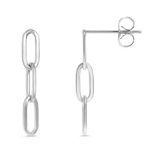18K Gold PVD Stainless Steel Paperclip Earring - Gold + Silver