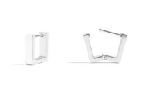 Load image into Gallery viewer, 18K Gold PVD Stainless Steel Square Huggie Earring - Gold + Silver
