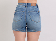Load image into Gallery viewer, Judy Blue High Waist Tummy Control Cool Denim Double Waistband Shorts
