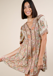 Boho Floral Mini Dress - Reg + Plus