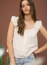 Load image into Gallery viewer, Eyelet Lace Trim Button Front Top - Various
