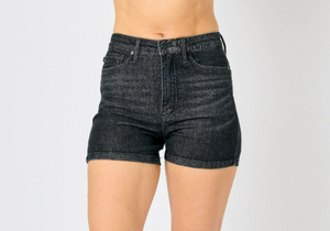 Judy Blue High Waist Black Wash Shorts with Tummy Control