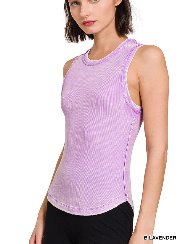 Mineral Washed Ribbed Tank - Various