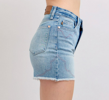 Load image into Gallery viewer, Judy Blue High Waist Shorts with Light Pink Western Embroidery
