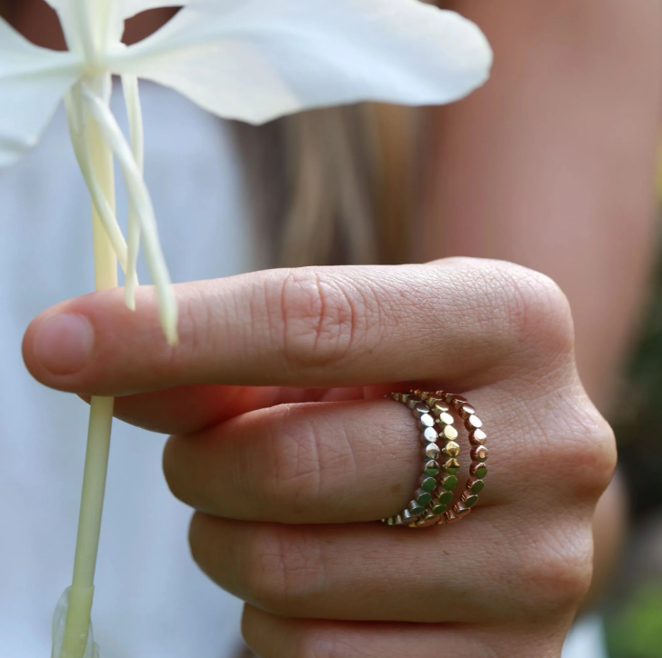 18K Gold PVD Stainless Steel Flat Circle Stacking Ring  - Various