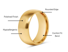 Load image into Gallery viewer, 18K Gold PVD Stainless Steel Ring - 6mm Band - Various Sizes
