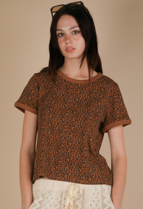 Vintage Leopard Tee in Camel