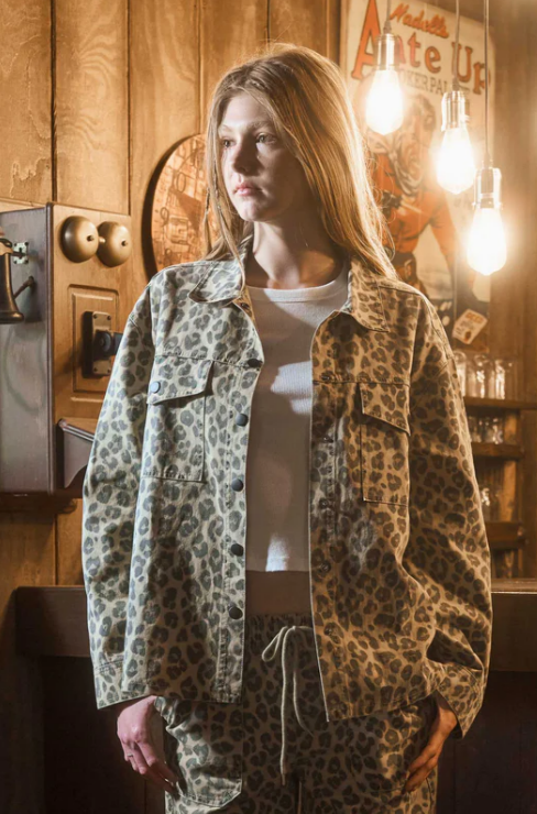 Washed Leopard Denim Shacket