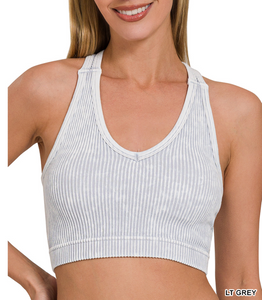 Mineral Washed Ribbed Bralette Tank Top  - Various