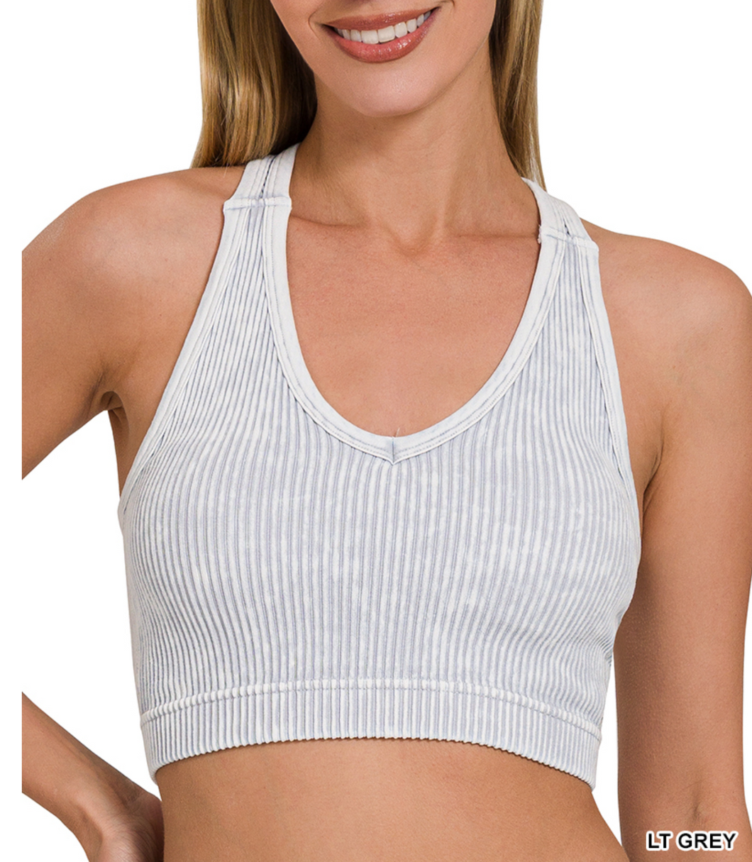 Mineral Washed Ribbed Bralette Tank Top  - Various