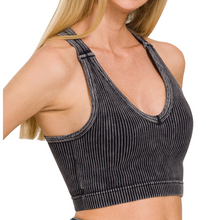 Load image into Gallery viewer, Mineral Washed Ribbed Bralette Tank Top  - Various
