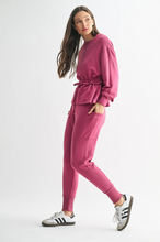 Load image into Gallery viewer, Soft Magenta Everyday Lounge Separates - Jogger Pant + Peplum Sweatshirt Top
