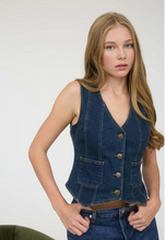 Load image into Gallery viewer, Classic Dark Denim Button Front Vest - Plus + Regular
