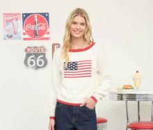 Load image into Gallery viewer, Classic Americana Flag Sweater in Red, Ivory, + Blue
