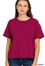 Load image into Gallery viewer, Boxy Cotton Side Slit Tee - Various
