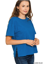 Load image into Gallery viewer, Boxy Cotton Side Slit Tee - Various
